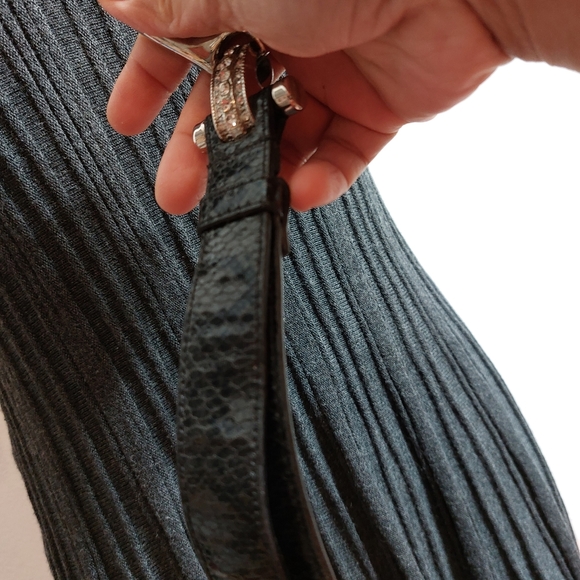 Silver & Black Snakeskin Belt adjustable Rhinestone Embellished One Size OSFA - Picture 5 of 8